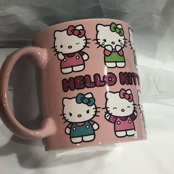 Hello Kitty Pink glitter hello kitty monogram coffee mug cup new - Picture 1 of 16